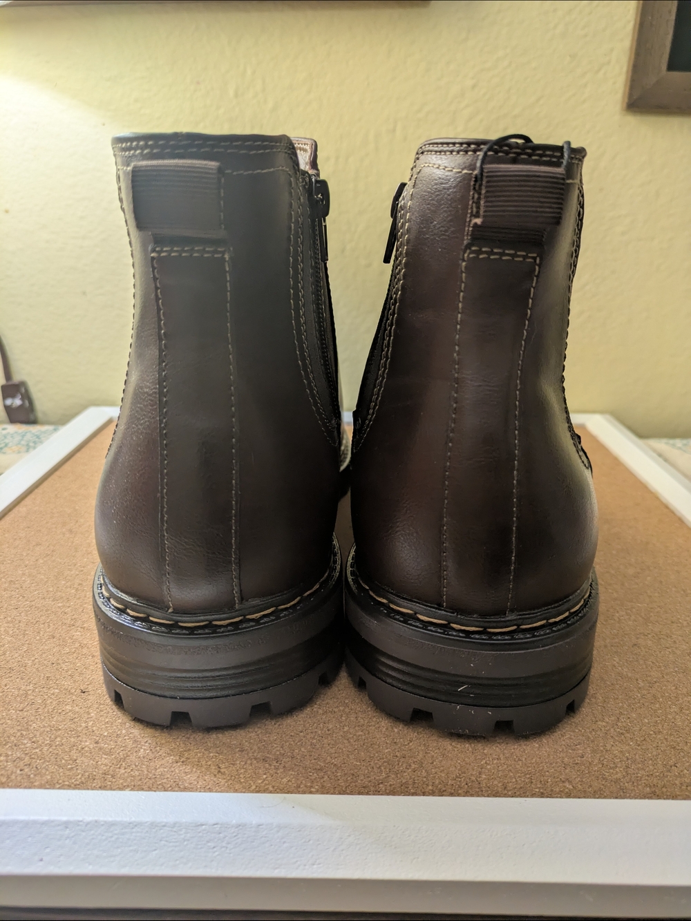 Men's Dark Brown Leather Chukka Zip Boots - Picture 9 of 11